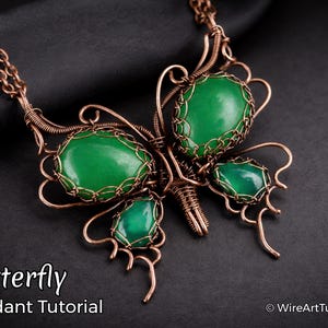 Wire wrap, weaving tutorial, pattern by WireArtTutorials: Butterfly animal pendant, DIY jewelry making, step by step craft design, gift idea