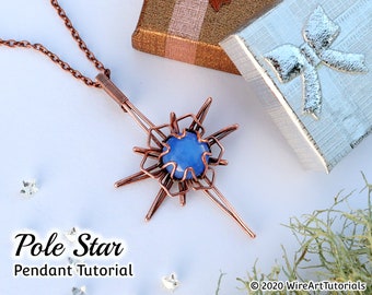 Wire wrap tutorial Pole Star pendant,necklace crystal DIY jewelry making, wire weaving, wire art tutorials, WireArtTutorials , wire wrapping