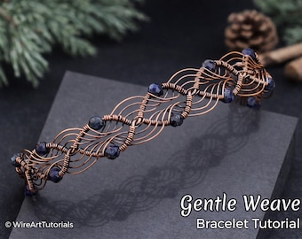 WireArtTutorials Gentle Weave armband draadwikkel tutorial, kralenpatroon, doe-het-zelf sieraden maken, inpakken, weven, tutorial koperkunst, ambacht