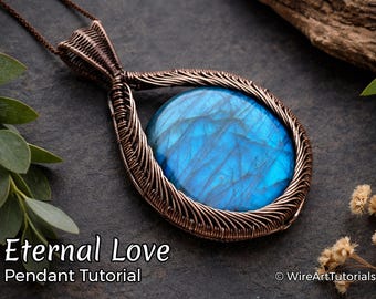 WireArtTutorials Anleitung für Cabochon Ewige Liebe Doppelseitig, Drahtwickelmuster, DIY Schmuckherstellung, Weben, Wickeln