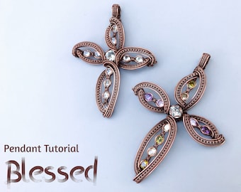 Wire wrap tutorial,wire wrapping pattern WireArtTutorials Blessed cross pendant,DIY jewelry,jewelry making,wire weaving,wire art tutorials