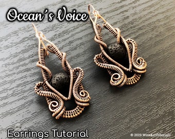 Wire wrap tutorial,wire wrapping pattern WireArtTutorials Oceans Voice earrings,DIY jewelry,jewelry making,wire weaving,wire art tutorials