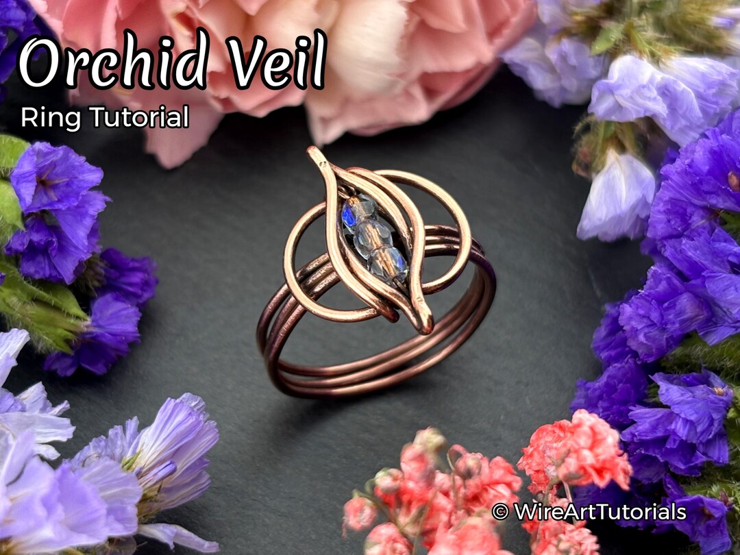 Veilring Orchid Veil Ring, Wire Wrap Tutorial, Bead Setting Pattern, DIY Jewelry ...