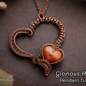 Emballage métallique, tutoriel de tissage, modèle par WireArtTutoriels : pendentif Cœur glorieux, fabrication de bijoux DIY, création artisanale étape par étape, idée cadeau