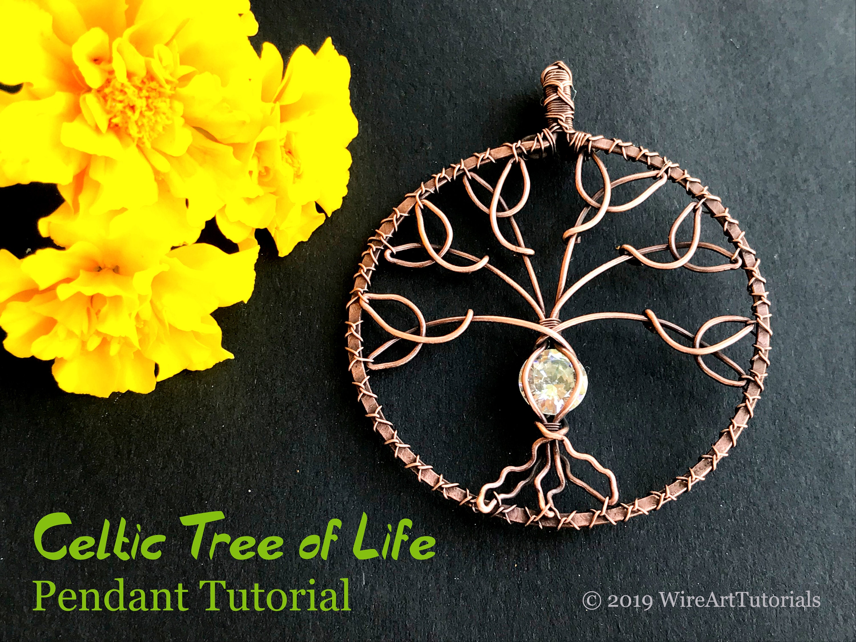 FULL KIT Celtic Tree of Life pendant,wire wrap, weaving tutorial, diy