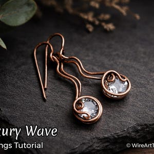 Tutorial de envoltura de alambre: pendientes de ondas de lujo, fabricación de joyas de cristal DIY, tejido de alambre, envoltura, tutoriales de arte con alambre, tutoriales de WireArtTutorials, patrones