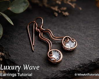 Wire wrap tutorial Luxury Wave earrings, crystal DIY jewelry making,wire weaving, wrapping, wire art tutorials, WireArtTutorials, pattern