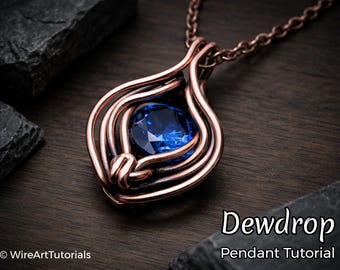 WireArtTutorials Dewdrop pendant wire wrap tutorial,wire wrapping pattern,DIY jewelry, jewellery making, wire weaving, wire art tutorials