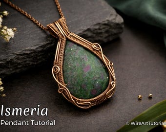 Ismeria Anhänger, Wire Wrap Anleitung, Cabochon Fassungsmuster, DIY Schmuckherstellung, Weben, Schritt für Schritt Kunstschmuck