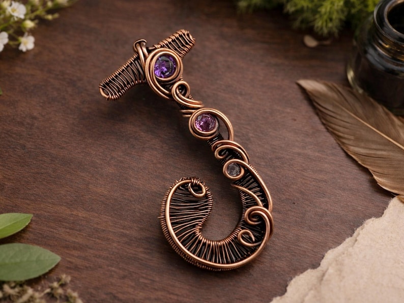 WireArtTutorials Tutoriel d'enroulement de pendentif lettre J, modèle de tissage, bijoux à faire soi-même, fabrication de bijoux en cristal, tissage, tutoriels d'art sur fil image 2