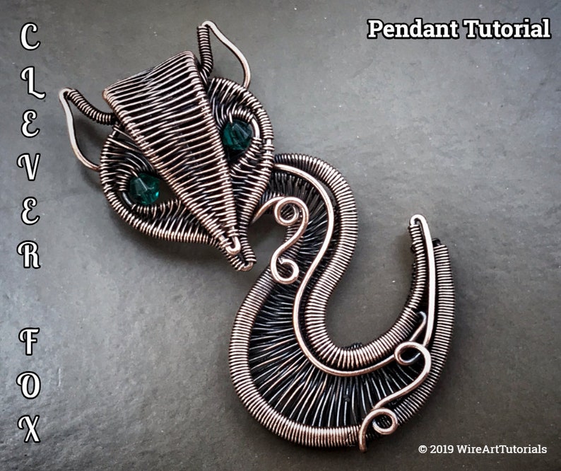 Wire wrap tutorial,wire wrapping pattern WireArtTutorials Clever Fox pendant,DIY jewelry,jewelry making,wire weaving,wire art tutorials image 2
