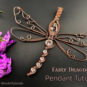 Wire wrap tutorial,wire wrapping pattern WireArtTutorials Fairy Dragonfly pendant,DIY jewelry,jewelry making,wire weaving,wire art tutorials image 2