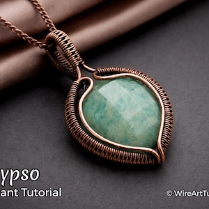 WireArtTutorials Calypso pendant, wire wrap tutorial, cabochon setting pattern, DIY jewelry making, weaving, braiding, step by step art