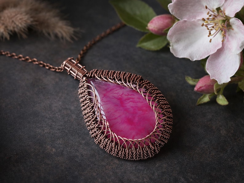 Wire wrap, weaving tutorial, pattern by WireArtTutorials: Graceful Weave pendant, DIY jewelry making, step by step craft design, gift idea image 2