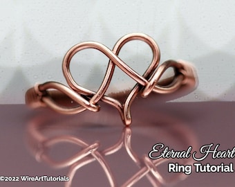 TUTORIAL Eternal Heart Ring PDF pattern,wire wrap weave jewelry,wrapping weaving,wrapped woven, DIY jewelry making, step by step pattern