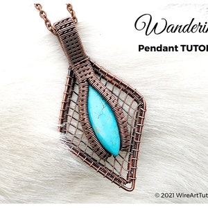 WireArtTutorials Wandering pendant wire wrap tutorial, weaving pattern, art deco DIY jewelry making, crystal setting, wire art tutorials