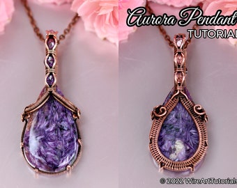 Wire wrap tutorial,wire wrapping pattern WireArtTutorials Aurora 2 sided pendant,DIY jewelry,jewelry making,wire weaving,wire art tutorials