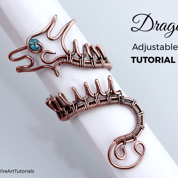 Wire wrap tutorial, wire wrapping tutorial, pattern by WireArtTutorials: Dragon Ring, DIY jewelry jewelry making, wire weaving class