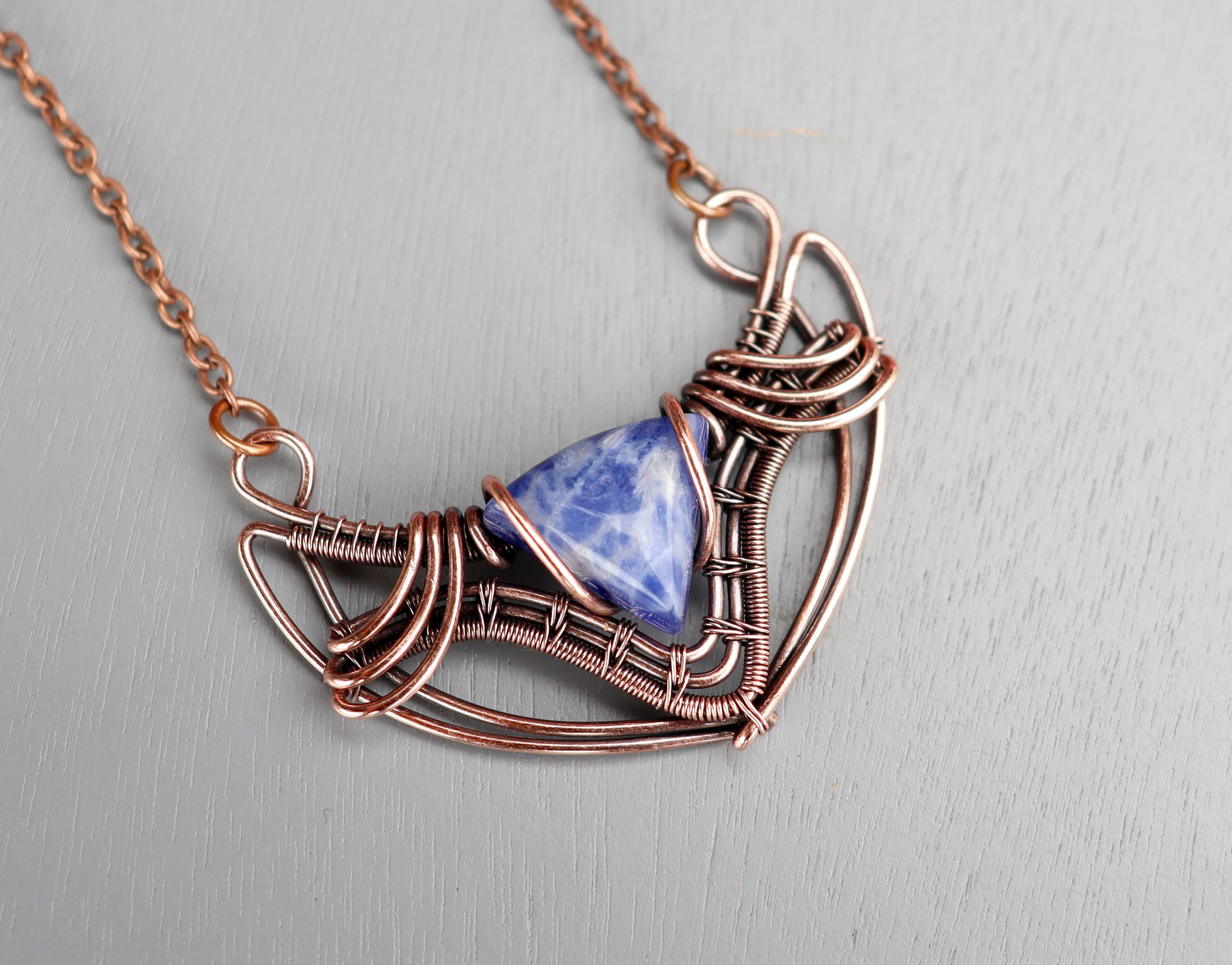 TUTORIAL Art Deco Moon pendant PDF pattern,wire wrap weave jewelry