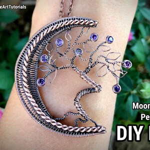 FULL KIT Moon Tree pendant,wire wrap, weaving tutorial, diy jewelry making set, PDF file, wrapping, pattern, step by step, craft hobby