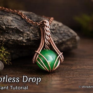 WireArtTutorials Wisiorek Spotless Drop, samouczek owijania drutem, wzór do owijania, tworzenie biżuterii z kryształów DIY, tkanie, samouczki sztuki drucianej autorstwa Eriki