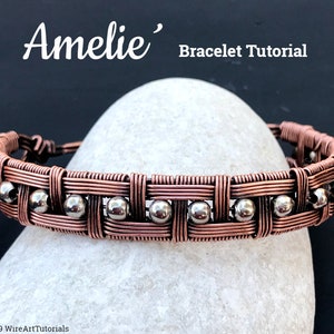 E TUTORIAL "Amelie" bracelet PDF pattern book,wire wrap weave jewelry,copper,wrapping weaving,wrapped weaved, unisex bracelet design