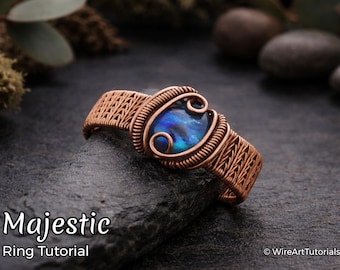 Tutorial de envoltura de alambre, patrón de envoltura de alambre, WireArtTutorials, Majestic Ring ring, joyería DIY, fabricación de joyas, tejido de alambre, tutoriales de arte con alambre