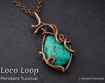 Tutorial de envoltura de alambre: colgante Loco Loop, collar de cristal, fabricación de joyas DIY, tejido de alambre, tutoriales de arte con alambre, WireArtTutorials, envoltura de alambre