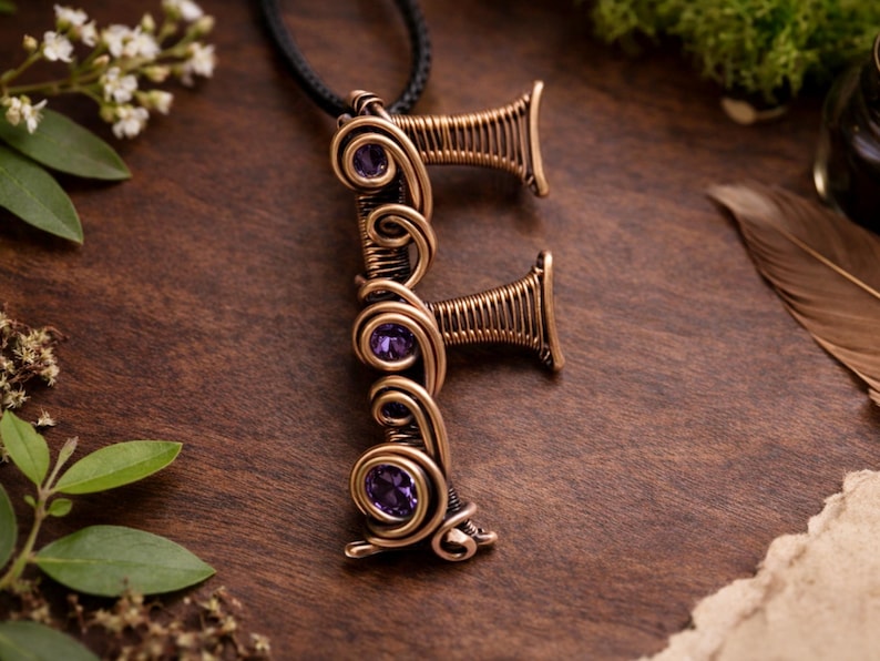 WireArtTutorials Letter F pendant wire wrap tutorial, weaving pattern, DIY jewelry, crystal jewellery making, weaving, wire art tutorials image 2