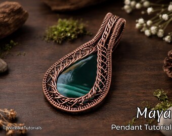 WireArtTutorials Maya Pendant, wire wrap tutorial, crystal jewellery, DIY jewelry making, weaving, cabochon setting, step by step art
