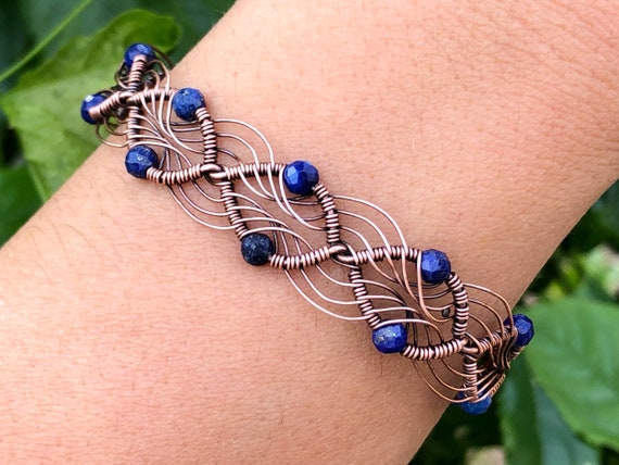 Celtic Weave Aluminum Wire Wrapped Bracelet - Rainbow Beads – YarnNecklaces