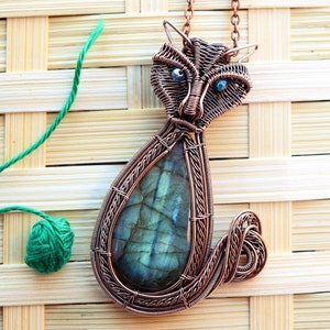 Wire wrap tutorial,wire wrapping pattern WireArtTutorials Cat pendant,DIY lesson,jewelry making,wire weaving,wire art tutorials, cabochon image 4