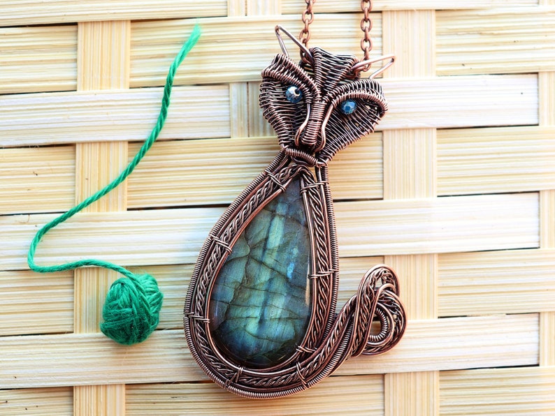 Wire wrap tutorial,wire wrapping pattern WireArtTutorials Cat pendant,DIY lesson,jewelry making,wire weaving,wire art tutorials, cabochon image 4