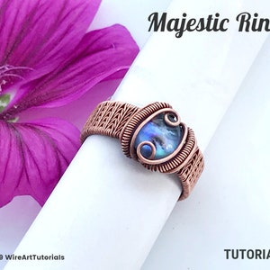 Wire wrap tutorial,wire wrapping pattern WireArtTutorials Majestic Ring ring,DIY jewelry,jewelry making,wire weaving,wire art tutorials image 1