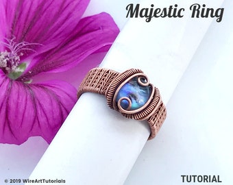 Wire wrap tutorial,wire wrapping pattern WireArtTutorials Majestic Ring ring,DIY jewelry,jewelry making,wire weaving,wire art tutorials