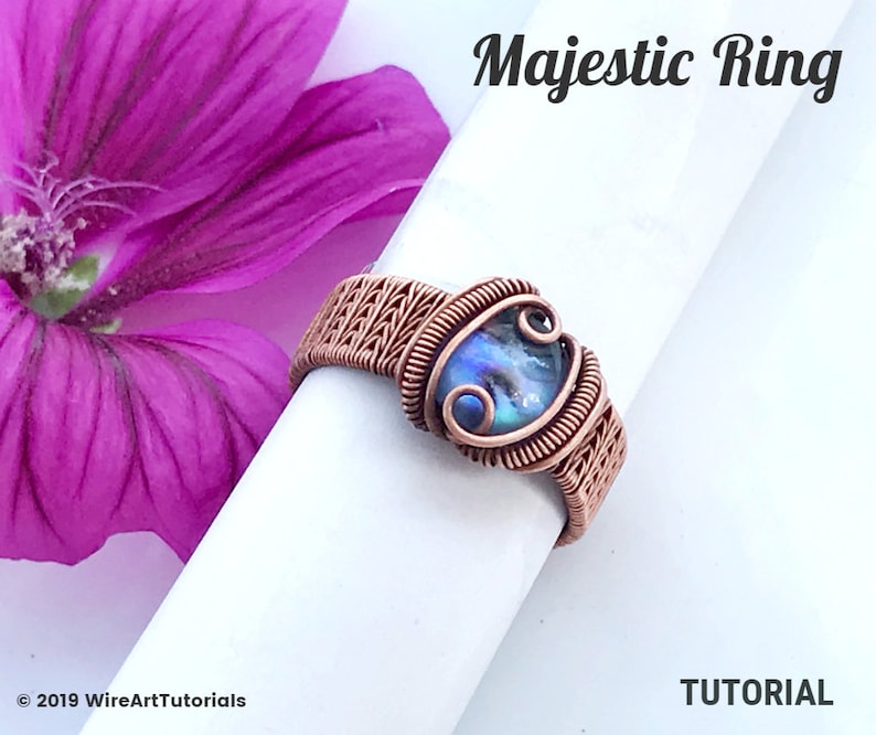 Wire wrap tutorial,wire wrapping pattern WireArtTutorials Majestic Ring ring,DIY jewelry,jewelry making,wire weaving,wire art tutorials image 1