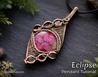 Eclipse Pendant wire wrapping tutorial, wire weaving lesson, jewelry making guide, step by step cabochon necklace, DIY jewellery
