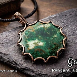 WireArtTutorials Gaia pendant, wire wrap tutorial, cabochon setting pattern, DIY jewelry making, weaving, beading, step by step art