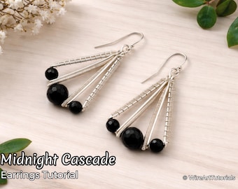 WireArtTutorials Midnight Cascade Earrings wire wrap tutorial, weaving pattern, DIY jewelry making, bead setting, beading, crafting