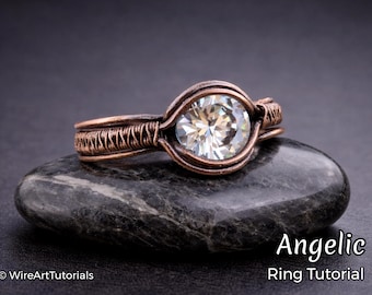 Wire wrap tutorial, wire wrapping tutorial, pattern by WireArtTutorials: Angelic Ring, DIY jewelry jewelry making, wire weaving tutorial