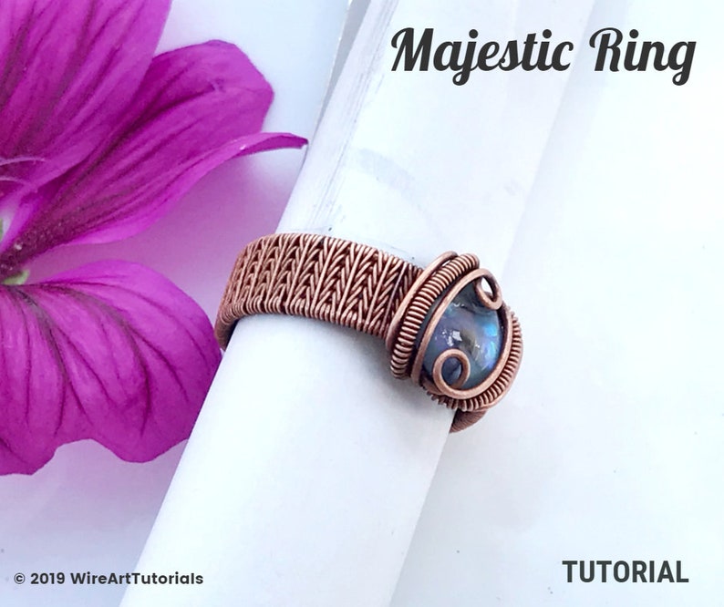 Wire wrap tutorial,wire wrapping pattern WireArtTutorials Majestic Ring ring,DIY jewelry,jewelry making,wire weaving,wire art tutorials image 3