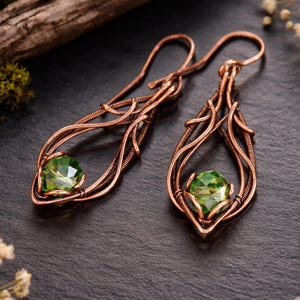 TUTORIAL Touch of Sea Earrings wire wrapped jewelry making PDF pattern, copper DIY jewellery, wire art tutorials design, how to, instruction image 2