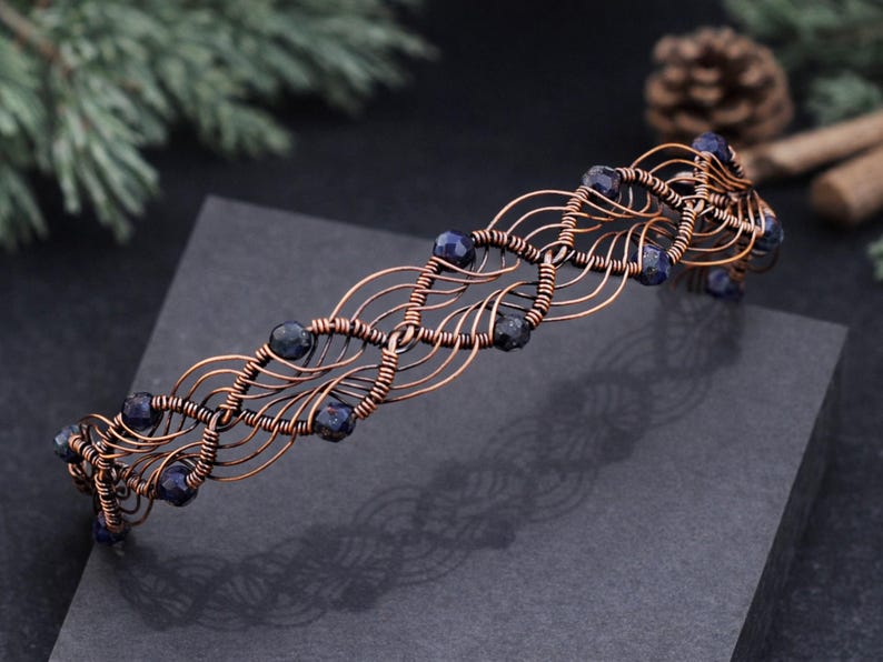 WireArtTutorials Gentle Weave Armband Wire Wrap Anleitung, Perlenmuster, DIY Schmuckherstellung, Kupferdraht wickeln, flechten, basteln, basteln Bild 2