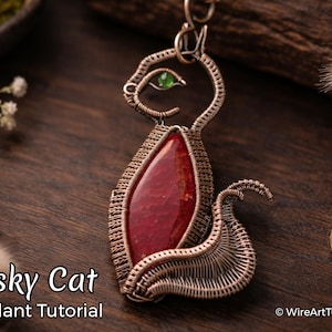 Wire wrap tutorial Frisky Cat pendant, WireArtTutorials pattern, DIY lesson, jewelry making, wire weaving, wire art tutorials, hobby gift