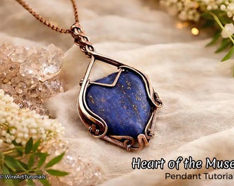 Herz der Muse Anhänger Anleitung, Wire Wrap Anleitung, Cabochon Fassungsmuster, DIY Schmuckherstellung, Weben, Schritt für Schritt Kunst