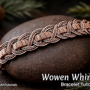 WireArtTutorials Women Whimsy braided bracelet wire wrap tutorial, pattern, DIY jewelry making, wrapping, weaving, braiding copper art