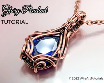 WireArtTutorials Glory pendant wire wrap tutorial,wire wrapping pattern,DIY jewelry,crystal jewellery making,wire weaving,wire art tutorials