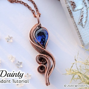 Wire wrap tutorial Dainty pendant, necklace crystal DIY jewelry making, wire weaving, wire art tutorials, WireArtTutorials , wire wrapping
