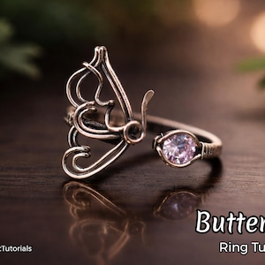 WireArtTutorials Crystal Butterfly ring wire wrap tutorial,wire wrapping pattern,DIY jewelry,jewelry making,wire weaving,art tutorials