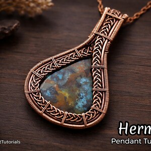 Hermes Pendant wire wrapping tutorial, wire weaving lesson, jewelry making guide, step by step cabochon necklace, DIY jewellery